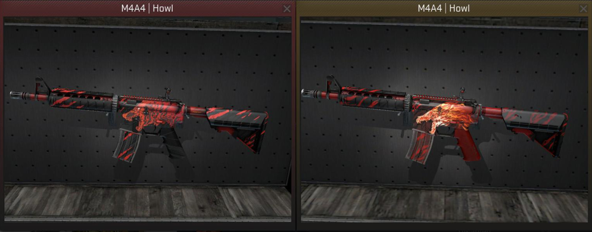 Версии M4A4 Howl до и после редизайна